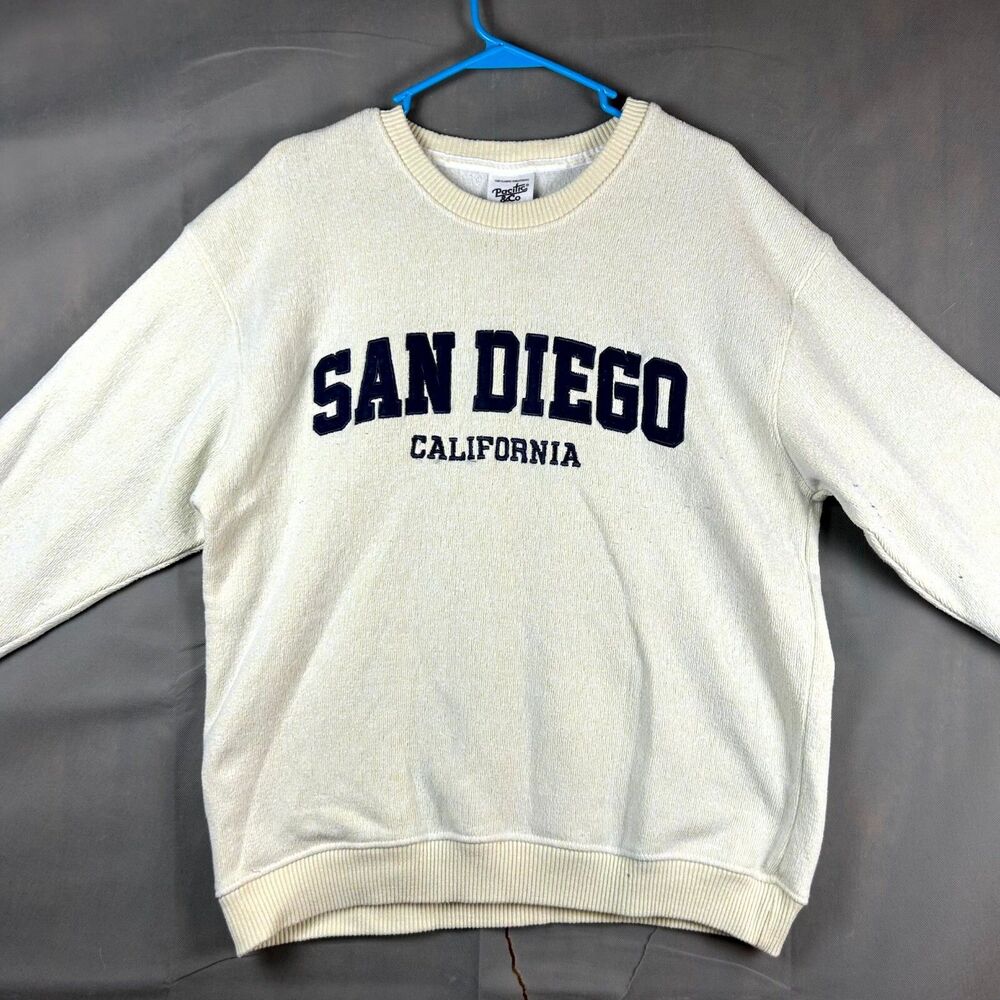 Pacific & Co Sweatshirt Mens Large Beige San Diego California Crew Neck Pullover